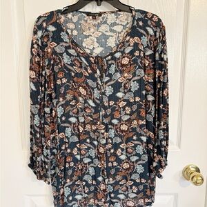 Papermoon Floral Print Tunic - Teal and Rust